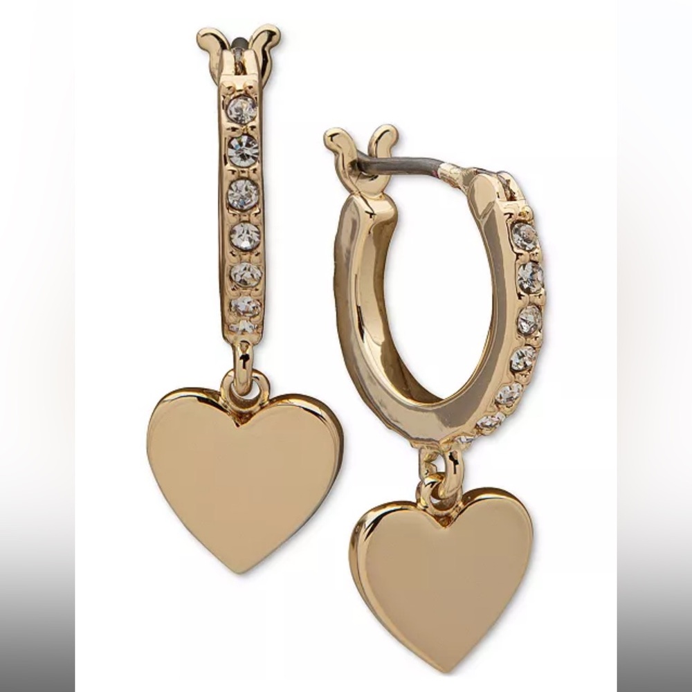 NWT DKNY Heart Hoop Earrings